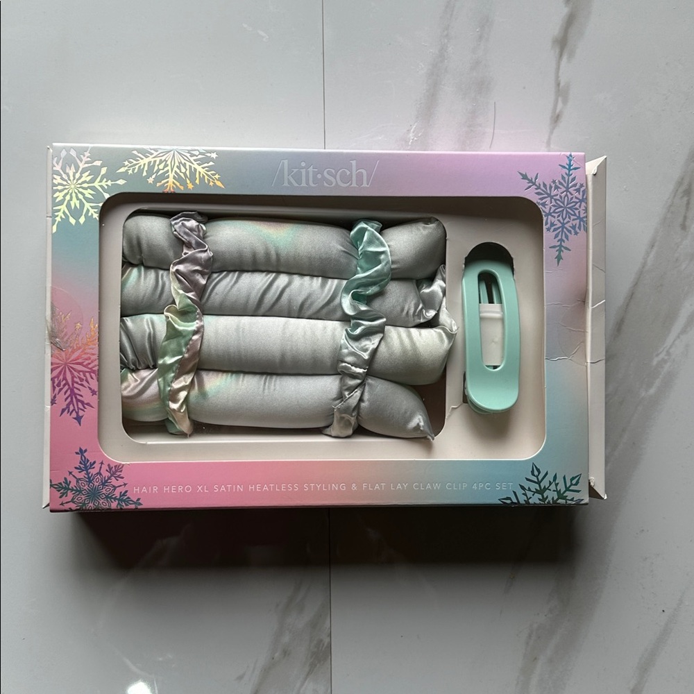 Kitsch Hair Hero XL Satin Heatless Styling & Flat Lay Claw 4pc Set - Aura